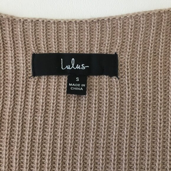 Lulus V Neck Sweater Womens Small Taupe Dolman Sleeves - Picture 6 of 11